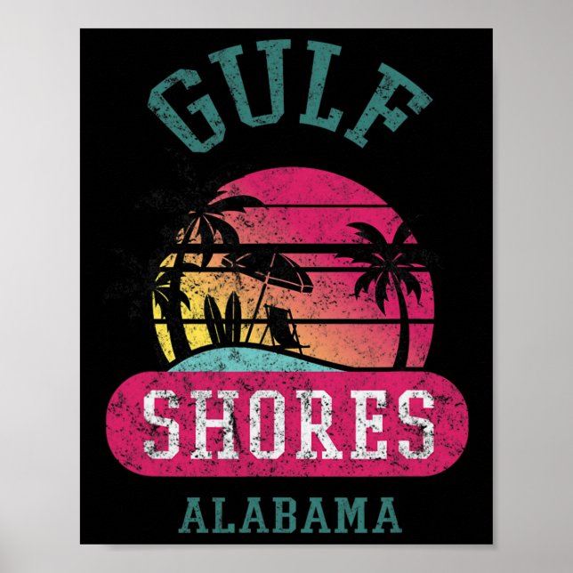 Retro Cool Gulf Shores Original Alabama Beach Grap Poster (Front)
