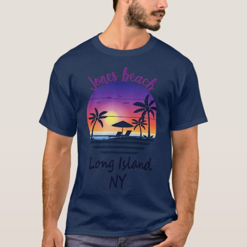 Retro Cool Jones Beach Long Island New York Sunset T_Shirt