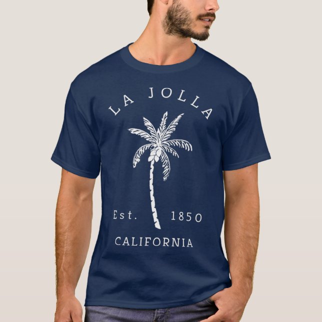 Retro Cool La Jolla California Palm Tree Graphic T-Shirt (Front)