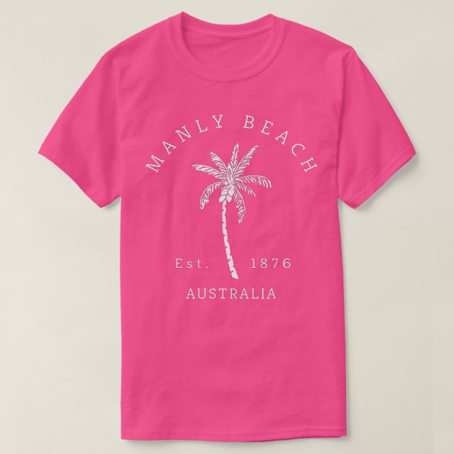 Retro Cool Manly Beach Australia Palm ree Novelty  T-Shirt (Design Front)