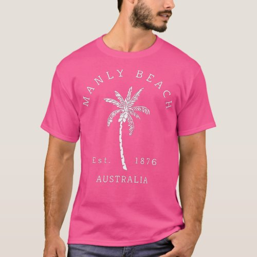 Retro Cool Manly Beach Australia Palm ree Novelty  T_Shirt