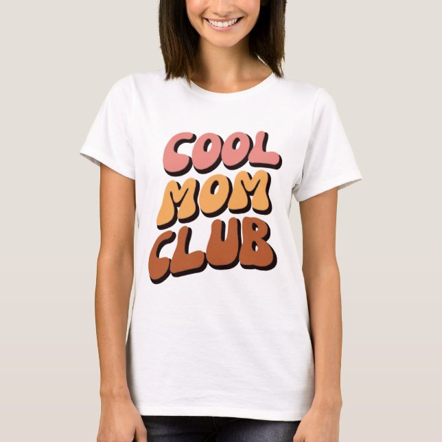 Retro Cool Mom Club in Groovy Waves T-Shirt (Front)