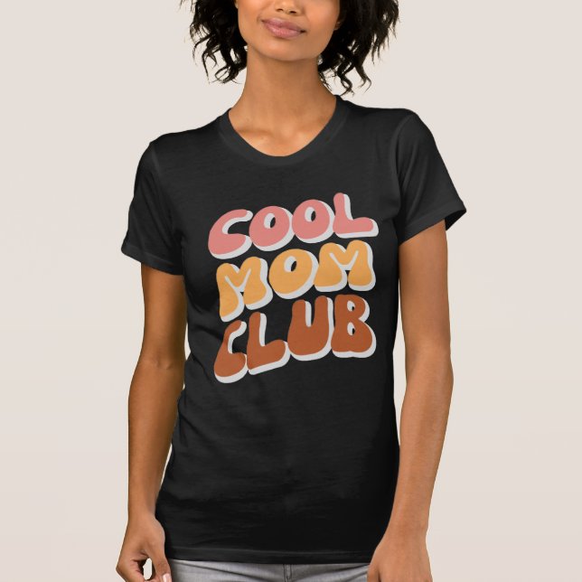 Retro Cool Mom Club in Groovy Waves T-Shirt (Front)
