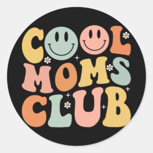 Retro Cool Moms Club Mom Smile Happy Face Mothers  Classic Round Sticker