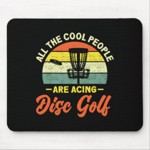Retro Cool People Acing Disc Golf Mouse Pad