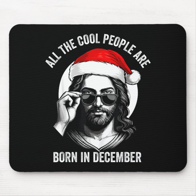 Retro Cool People Are Born In December Christian C Mouse Pad (Front)