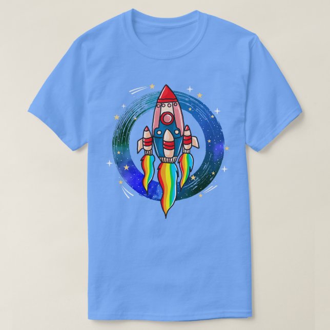 Retro Cool Rocket Ship Space T-Shirt (Design Front)