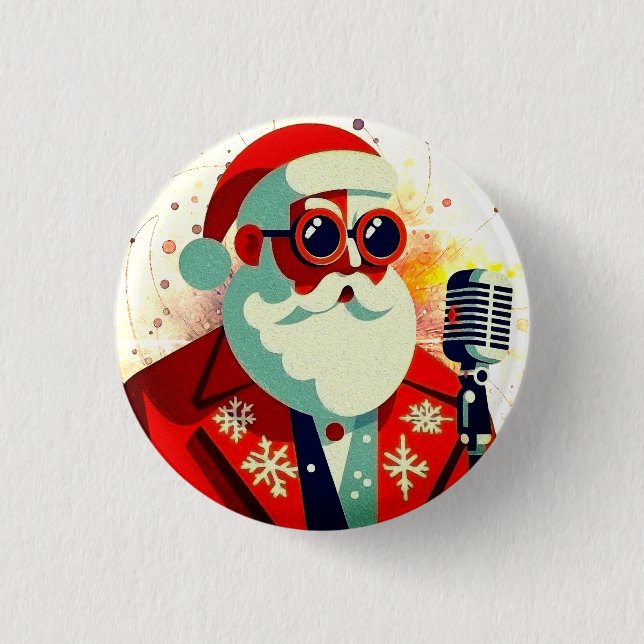 Retro Cool Santa Button (Front)