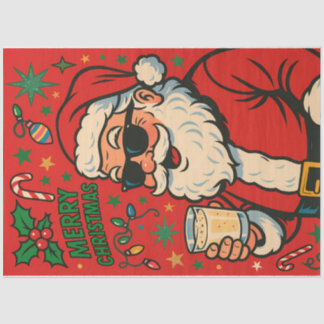 Retro Cool Santa with Shades — Bold Christmas Pop Tissue Paper