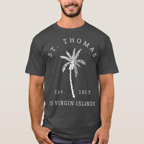 Retro Cool St Thomas USVI Beach Palm Tree T_Shirt