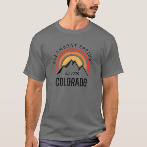 Retro Cool Steamboat Springs CO Rocky Mountains No T_Shirt