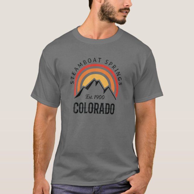 Retro Cool Steamboat Springs CO Rocky Mountains No T-Shirt (Front)