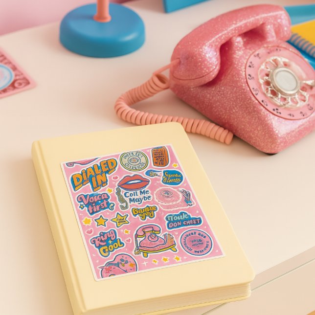 Retro Cool Talk Don't Text Pink                 Sticker (pure retro perfection. The sticker pops on the notebook, the pink sparkle phone for girls )