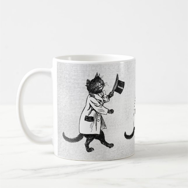 Retro Cool Top Hat Cat Mug (Left)