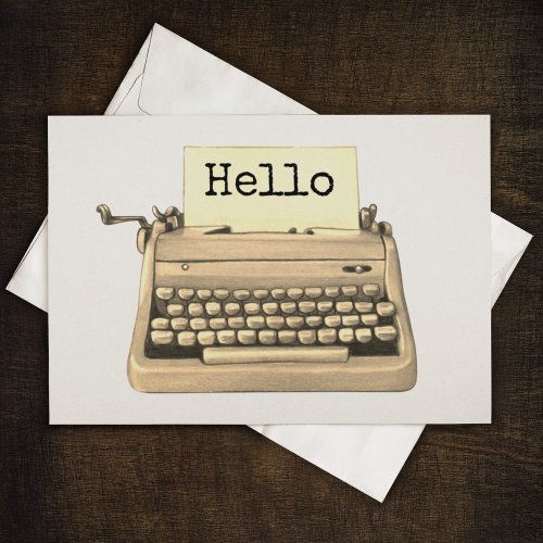 Retro Cool Typewriter 1960s Hello Keeping in Touch Note Card