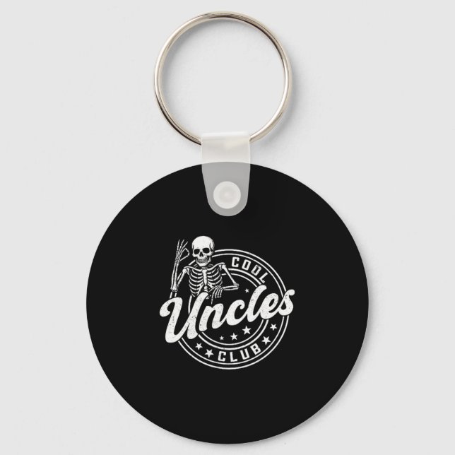 Retro Cool Uncles Club Funny New Uncle Men Skeleto Keychain (Front)
