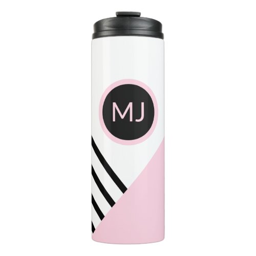 Retro Cool Vibe Monogram Stripes Color Block Thermal Tumbler