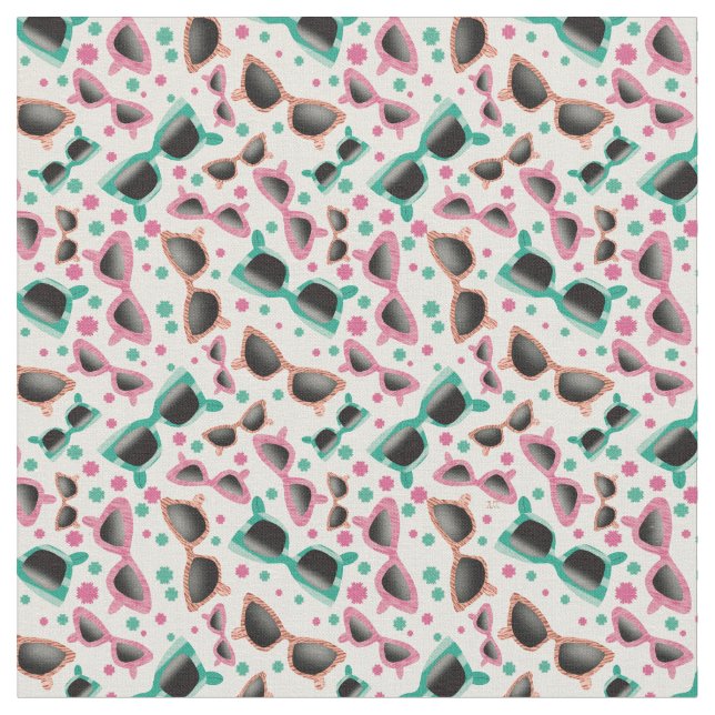 Retro Cool Vibes Sunglasses Pattern Fabric (Close Up)