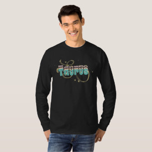 Retro Cool Zodiac Stars Gold Swirl Name T-Shirt