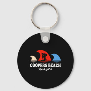 Retro Coopers Beach New York Surfboarding Keychain