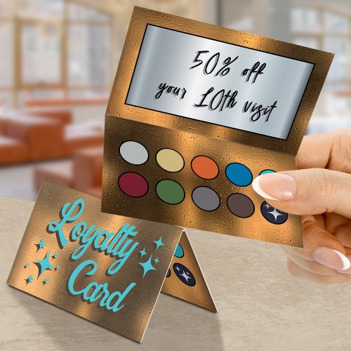 Retro copper eyeshadow palette folded loyalty card