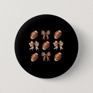 Retro Coquette Bow American Football Thanksgiving Button