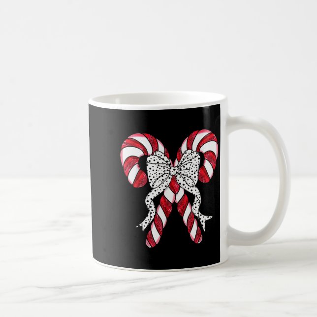 Retro Coquette Bow Candy Cane Christmas Season Wom Coffee Mug (Right)