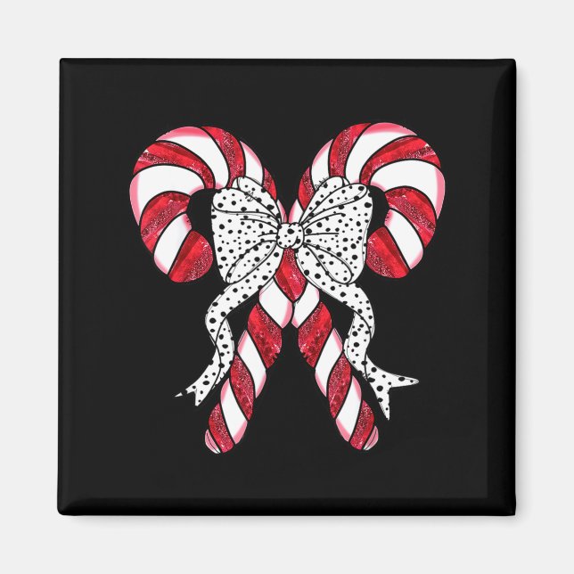 Retro Coquette Bow Candy Cane Christmas Season Wom Magnet (Front)