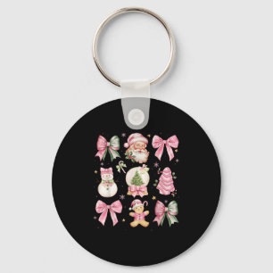 Retro Coquette Bow Nk Christmas Tree Snowman Xmas Keychain