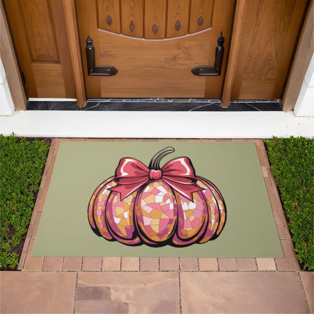 Retro Coquette Bow Pumpkin Fall Vibes Season Doormat (Outdoor)