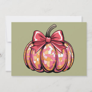 Retro Coquette Bow Pumpkin Fall Vibes Season Holiday Card