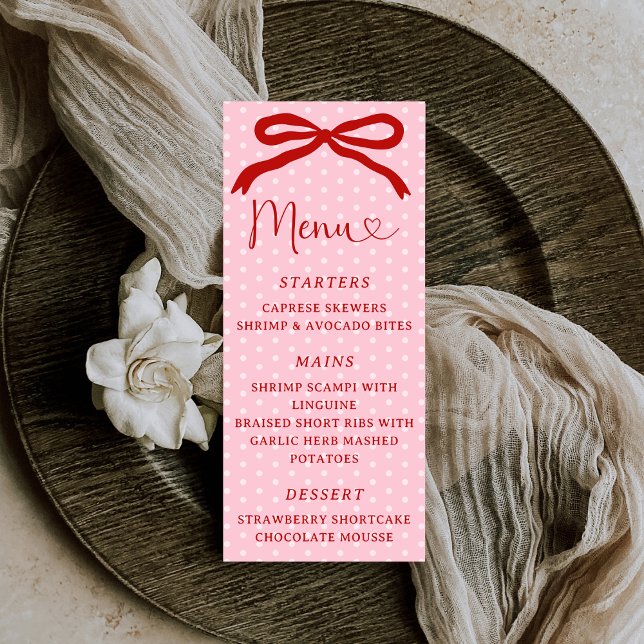 Retro Coquette Bow Red and Pink Valentines Menu (Creator Uploaded)