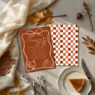 Retro Coquette Friendsgiving dinner Invitation