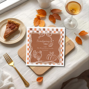 Retro Coquette Friendsgiving dinner Thanksgiving Napkins