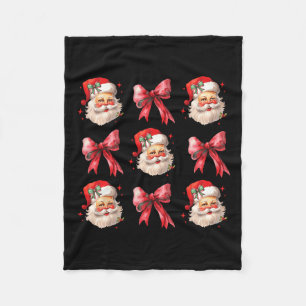 Retro Coquette Santa Red Bows Christmas For Women Fleece Blanket