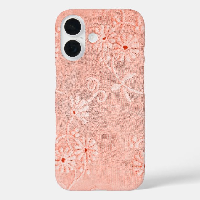 Retro Coral Eyelet Floral Design Case-Mate iPhone Case (Back)