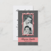 Retro Coral Houndstooth Esthetician Business Card (Front/Back)