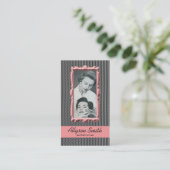 Retro Coral Houndstooth Esthetician Business Card (Standing Front)