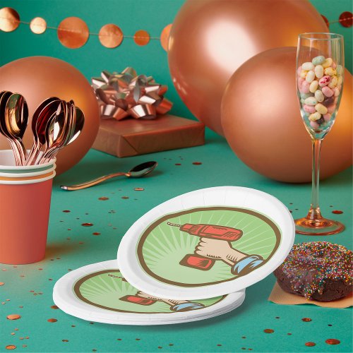 Retro Cordless Drill Paper Plates