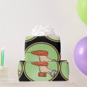 Retro Cordless Drill Wrapping Paper