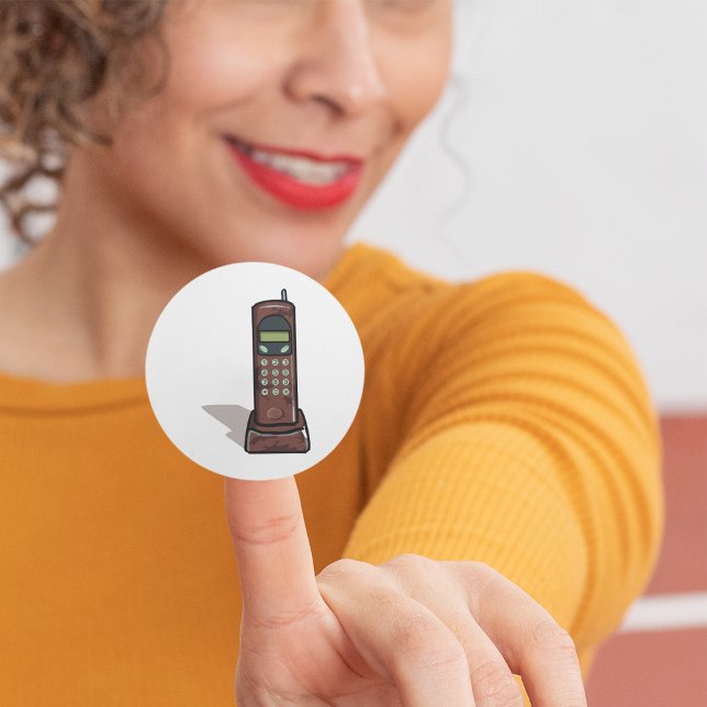 Retro Cordless Phone Vintage 90s Classic Round Sticker (Creator Uploaded)