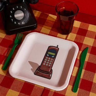 Retro Cordless Phone Vintage 90s Paper Plates