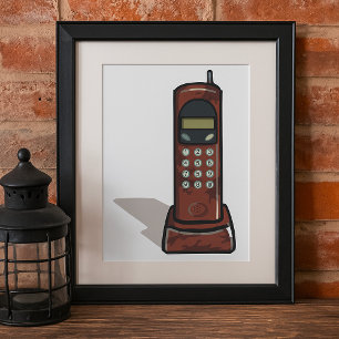 Retro Cordless Phone Vintage 90s Poster