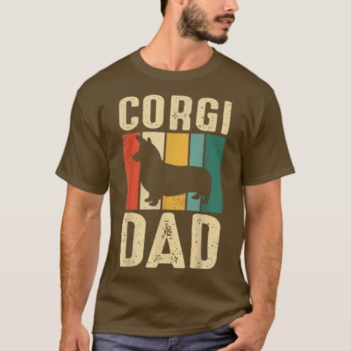 Retro Corgi Dad Dog Owner Pet Lover Welsh Corgi Fa T_Shirt