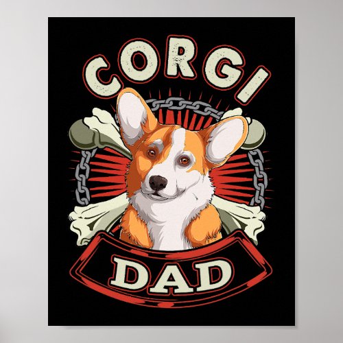 Retro Corgi Dad Gift Daddy Dog Owner Pet Father Gi Poster
