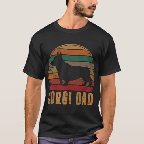 Retro Corgi Dad Gift Dog Owner Pet Welsh Corgi Fat T_Shirt