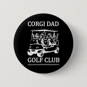 Retro Corgi Dad Golf Club Cute Dog Swinging Golf F Button