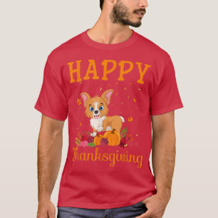 Retro Corgi Dog Happy Thanksgiving Matching Family T-Shirt