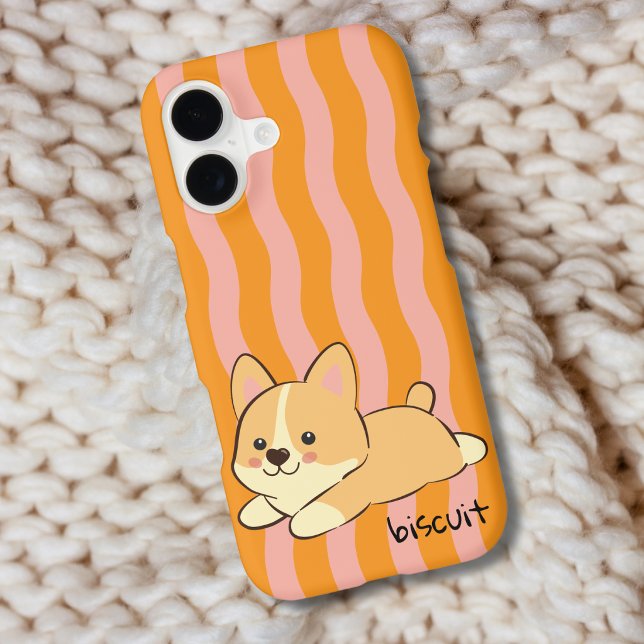Retro Corgi Wavy Stripe Design  Case-Mate iPhone Case (Creator Uploaded)