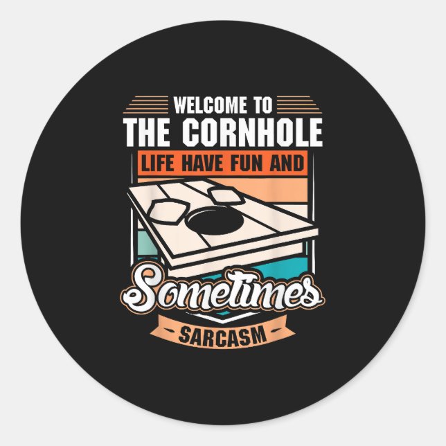 Retro Cornhole Classic Round Sticker (Front)